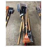 Grain Shovel, Square Point Shovel, Post Hole Digger, 8" Rake, Medium Duty Rake