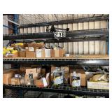 Assortment of Fence Supplies-Insulators, Wood Post Insulators, Tension Springs, Wire Tighteners with Ratches, Ground Clamps, Wire Splicing Sleeves, Tripple Groove Wood Post Insulators, T-Post Tape Ins