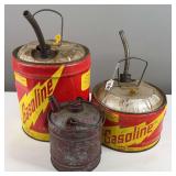 (3) Vintage Metal Gas Cans