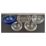 (4) Glass Bowls and 8 in. Pyrex Casserole Dish