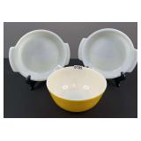 Pyrex Mixing Bowl and Fire King Anchor Hocking Pie Pans