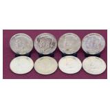 (8) Silver-Clad Kennedy Half Dollars