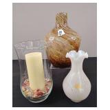 Murano Style Glassware Vases and Glass Vased Candle