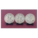 (3) Walking Liberty Half Dollars