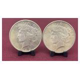 (2) 1925 Silver Peace Dollars