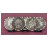 (5) Indian Head One Troy Ounce Coins