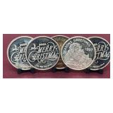 (5) Troy Ounce Christmas Silver Coins