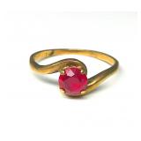 10k Gold Red Gemstone Ring