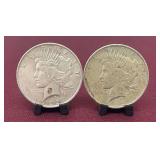 (2) 1922 Silver Peace Dollars