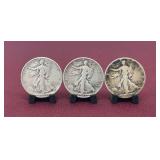 (3) Walking Liberty Half Dollars
