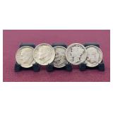(4) Silver Dimes & (1) 1926 Mercury Dime