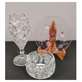 Crystal Cup and Bowl and Pink Plate