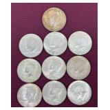 (10) Silver-Clad Kennedy Half Dollars