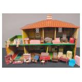 Vintage Tin DollHouse and Accesories