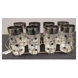 Mid Century Dorothy Thorpe Silver Polka Dot Highball Glass Set