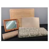 Small Kitchen Rugs, Place Mats, Large Cutting Board, and Small Mirror