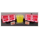 Coca Cola Plate, 2 Sets of Gateway Supply Co., and an Ice Bucket with Tongs