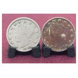 1905 & 1908 V Nickels