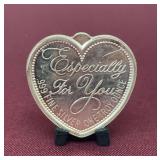 "Especially For You" Heart Shaped Troy Ounce Silver Coin