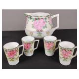 Antique Handpainted Tohina Nippon Lemonade Pitcher & Four Cups