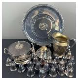 Silver Plated Platter, Pitcher, & Misc Items