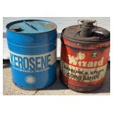 5 Gallon Kerosene Metal Can & Vintage Metal Gas Can