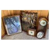 MCM Mountain Scene Clock & Assorted Wall Clocks