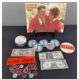 JFK Paper Weight, Nixon Campaign Buttons & Misc