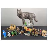 Cast Iron Toys & Figurines & Ceramic Wolf