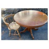 Oak Dining Table & One Chair