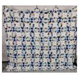 Blue Knotted Patch Work Quilt with Scalloped Edges