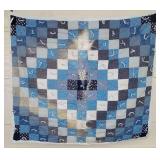Blue Knotted Patchwork Baby Quilt