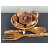 Wooden Mixing Bowl & Utensils