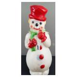 Mini Snowman Blow Mold & Ceramic Lighted Christmas Tree