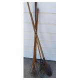 Pitch Fork, Spade Shovel, Rake, & Misc. Gardening Tools