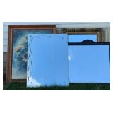 (2) Large Framed Pictures & Mirror