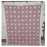 Red, White, and Blue Gingum Patchwork Quilt