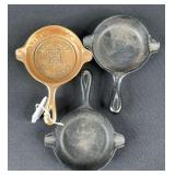 (3) Mini Cast Iron Skillet Ash Trays