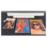 (2) Playboy Magazines & 1973 Parts Pups Joke Book and Posters