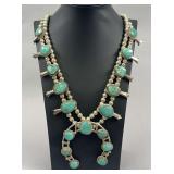 Vintage Turquoise Squash Blossom Necklace