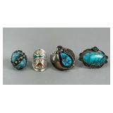 (4) Unmarked Native American Style Rings