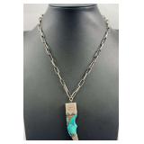 Claw Shaped Turquoise Pendant Necklace