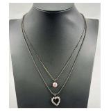 (2) .925 Necklaces with Pink Ice Pendants