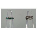 Sterling Size 8 Ring & Unmarked Size 8.5 Ring