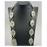 Unmarked Turquoise Concho Belt, Missing links