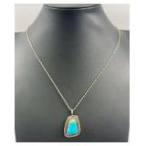 Maker Marked Turquoise Pendant Necklace