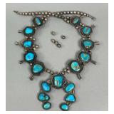 Broken Turquoise Squash Blossom Necklace