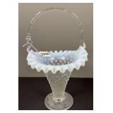 Fenton Opalescent Hobnail Art Glass Basket Vase