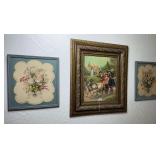 Pair of Vintage Framed Painting Paintings & (1) Large Framed Painting
