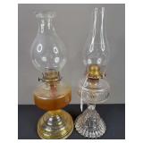 Pair of Glass Oil Lamps